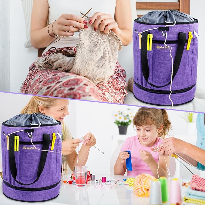 MYBAGZING Expandable Yarn Storage Organizer, Crochet Bag & Yarn Tote - Image 6