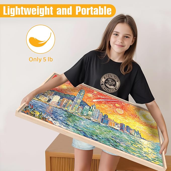 1000 Piece Puzzle Board with Drawers Rotatable 360-Degree Wheels and Cover 30" - Image 5