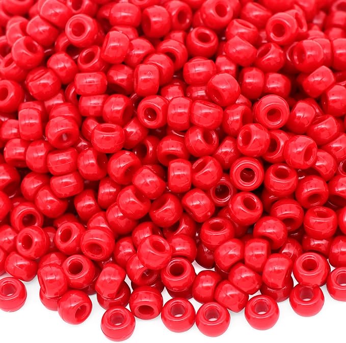 1000Pcs Pony Beads Bracelet 9mm Red Plastic Barrel Pony Beads by Auvoua