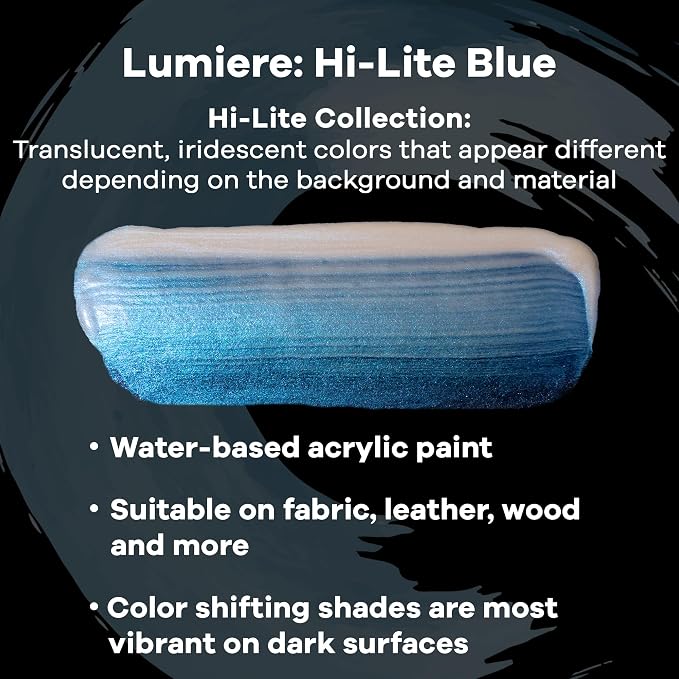 Jacquard Lumiere 2.25oz Fabric Paint Hi Lite Blue - Image 3