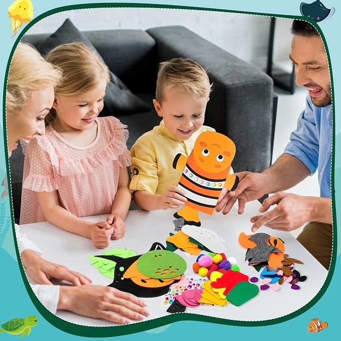 WATINC 12Pcs Hand Puppet Making Kit, Art Craft Felt Sock Puppet Toys, Creative - Image 6