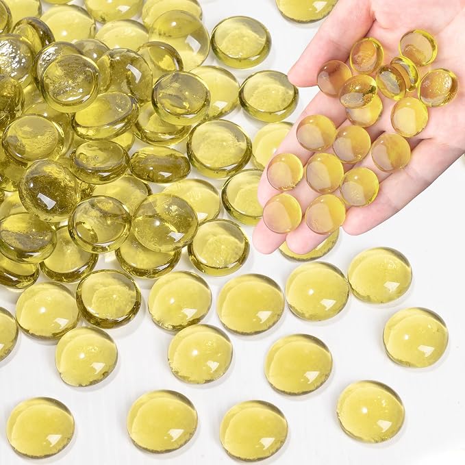 Glass Marbles, 0.97 LB Transparent and Smooth Flat Glass Beads by MESCHETT