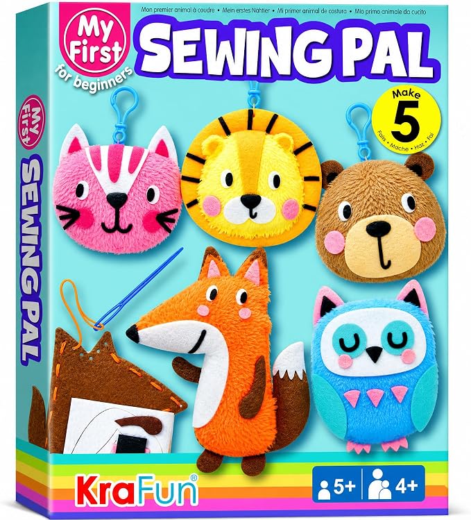 KRAFUN Animal Keyring Charm Sewing Kit Age 6+ | 5 Projects | 5 stuffed animal by FunCreativeArtsCraftKits