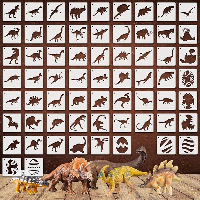 Dinosaur Stencils for Painting, Plastic Reusable DIY Drawing Templates for by Felixcraft-DIYDreamscape