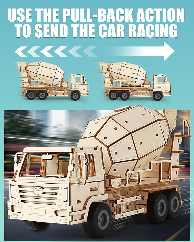 3D Wooden Puzzles Cement Mixer Truck - Image 5