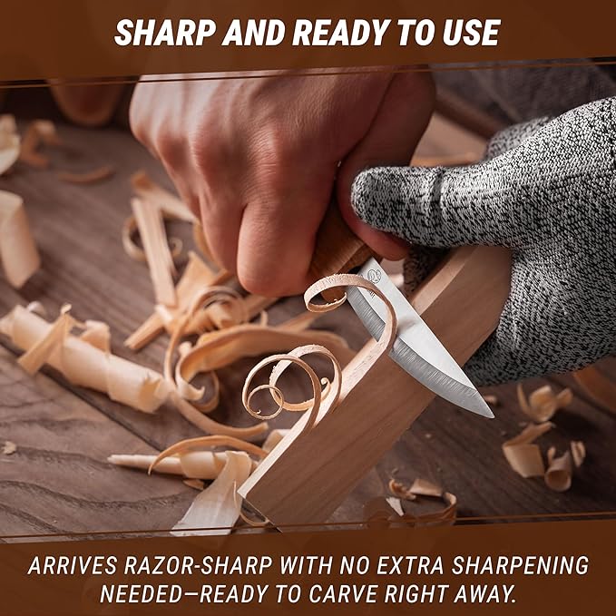 BeaverCraft Wood Carving Knife C4 3.14" Whittling Sloyd Knife - Image 4