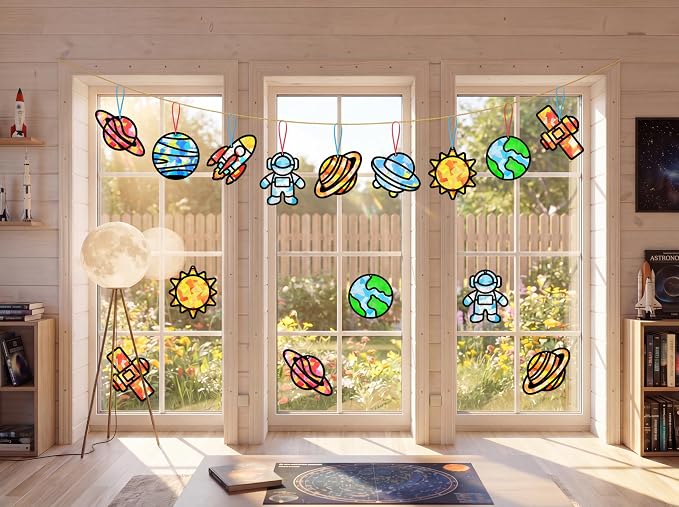 Renbuzhu 48PCS Solar System Space Paper Suncatchers DIY Project Kits, Back to - Image 6