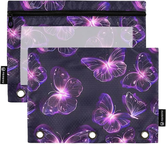 Butterflies Purple Neon Pencil Pouch by BOENLE-WELCOMEYOURCOMING