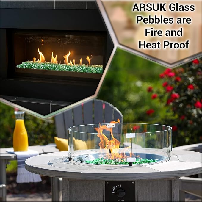 ARSUK Green Glass Pebbles 1lb Bulk Pack – 100pcs Flat Marbles Decorative Glass - Image 6