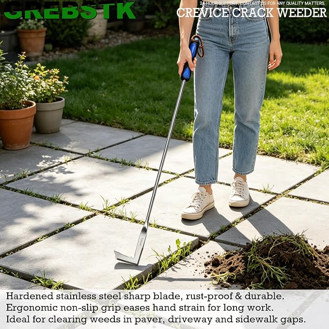 GREBSTK Crack Weeder Crevice Weeding Stainless Steel Sharp Tool, 38 in | - Image 8