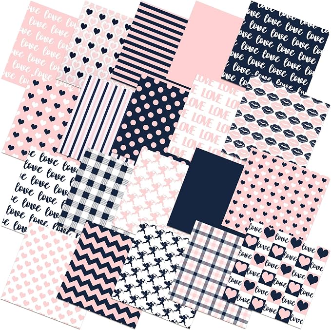 HunnmingRe 20 Pcs 10''x10'' Valentines Pink Quilting Fabric Square Bundle Love by HunnmingRe
