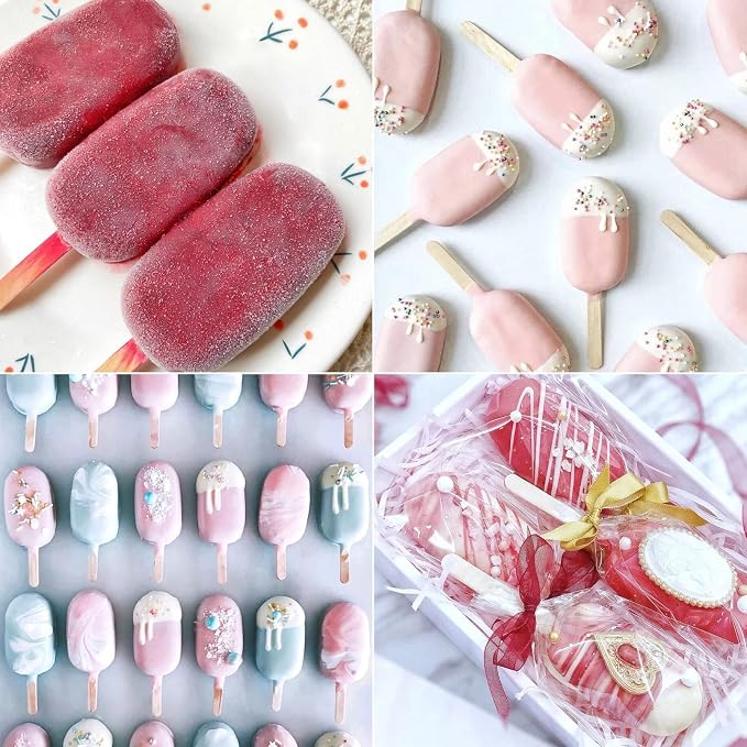 Ozera 2 Pack Popsicles Molds, Silicone Oval Homemade Cake Pop Molds | Reusable - Image 6