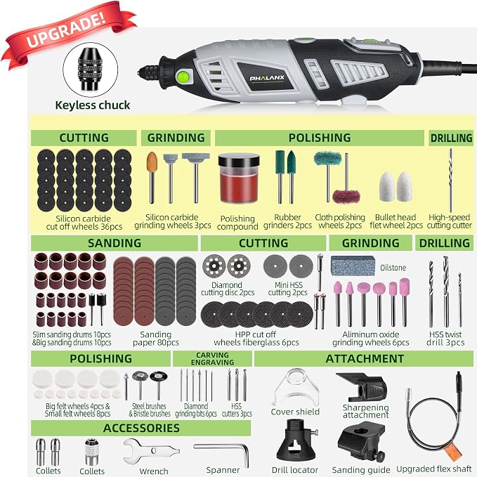 PHALANX 180W Rotary Tool Kit, 1.5-Amp 6 Variable Speed - Image 3