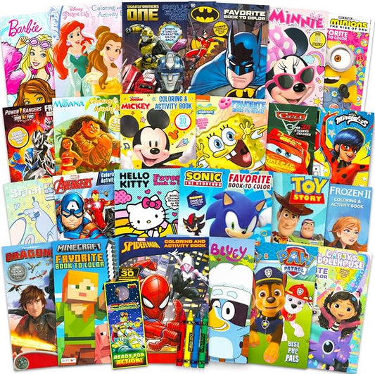 Disney 24 Bulk Coloring Books for Kids Ages 4-8 Bundle | Assorted 24 Licensed by Disney