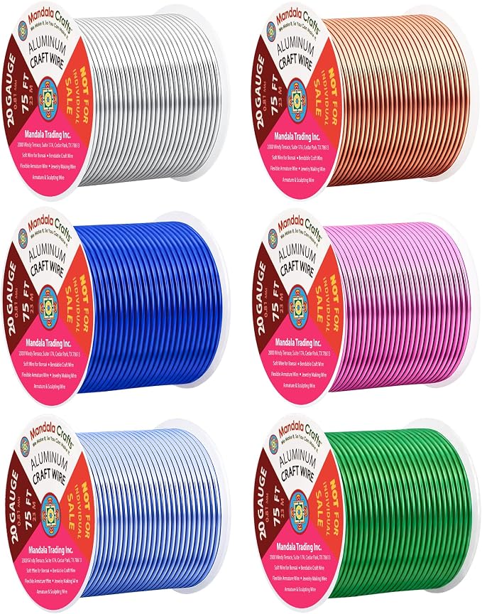 Mandala Crafts 20 GA Pink Green Blue Assorted Anodized Aluminum Craft Wire | by MandalaCrafts