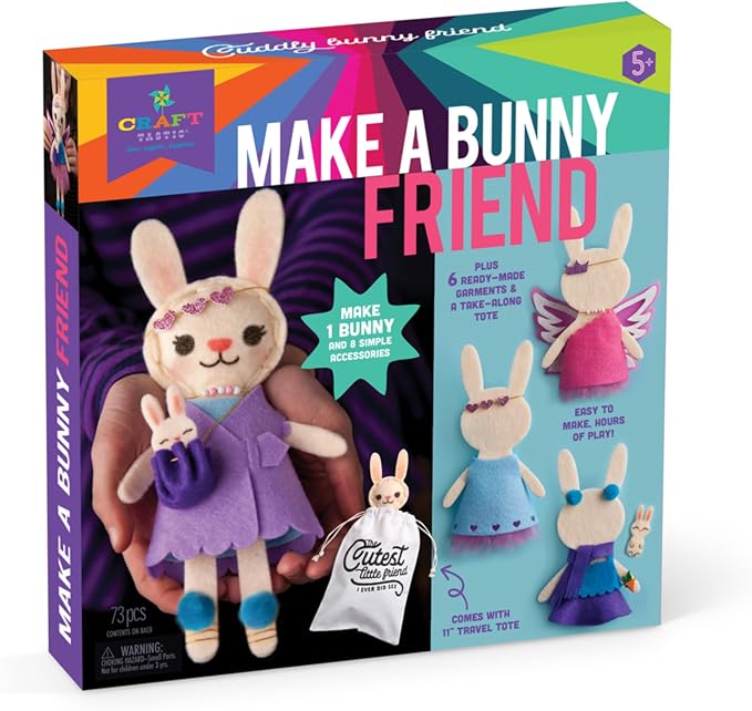 Craft-tastic – Make a Bunny Friend Craft Kit – Learn to Make 1 Easy-to-Sew by Craft-tastic