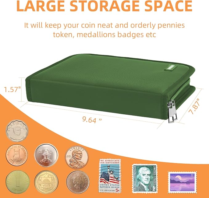 Coin Collection Book for Collector 260 Pockets Fireproof | :Coin Collection - Image 6