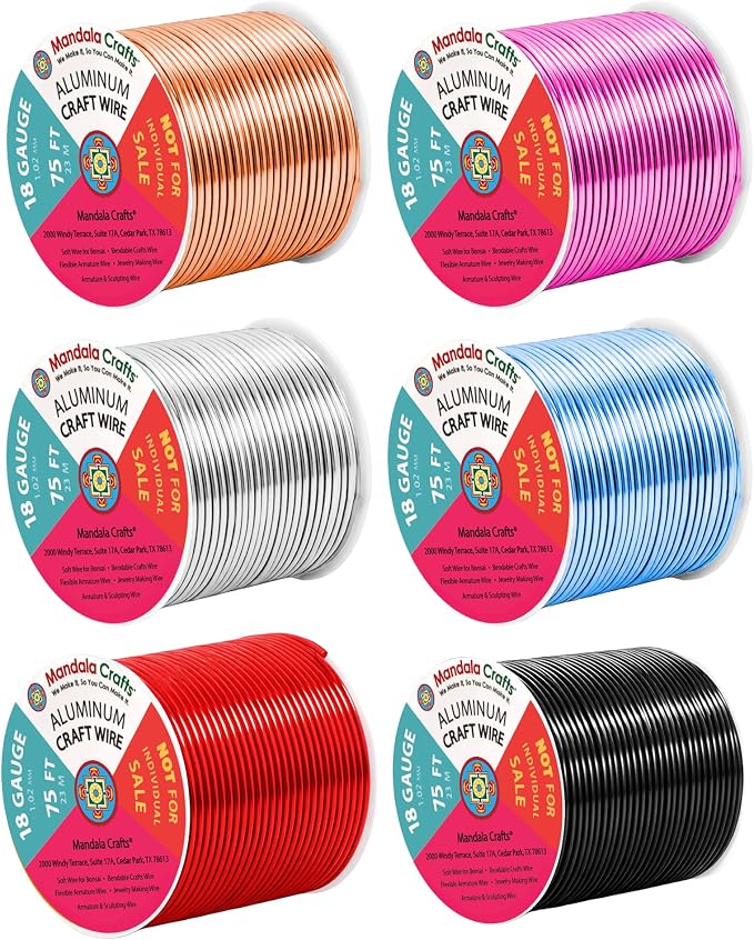 Mandala Crafts 18 GA Red Copper Black Assorted Anodized Aluminum Craft Wire | by MandalaCrafts