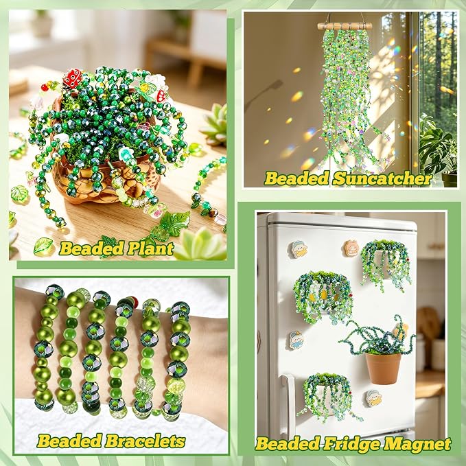 FOGWOWO 2628 Pcs Beaded Plant Kit Green Beads - Image 7