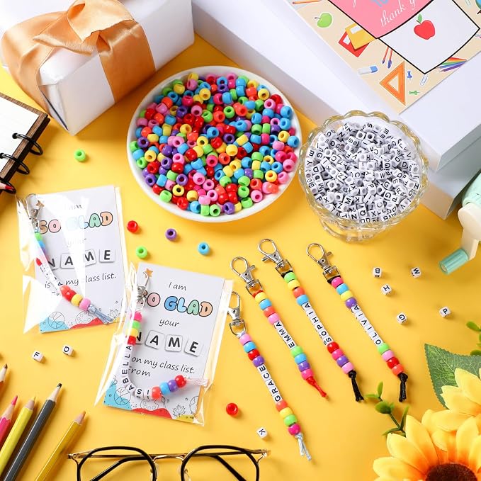 Suncalla 984 Pcs 24 Set Back to School Keychain Making Kit DIY Bead Craft | - Image 4