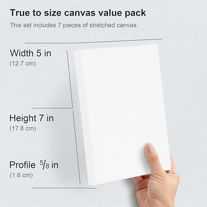 PHOENIX Stretched Canvas for Painting 5x7 Inch/7 Value Pack, 8 Oz Triple Primed - Image 3
