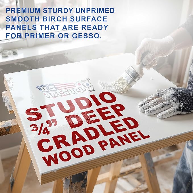 U.S. Art Supply 06" x 06" Unfinished Cradled Wood Panels - Image 3