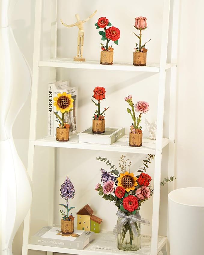 rowood Artifical Flower, Wood Flower Building Toy Set, Mother's Day/Valentine's - Image 5