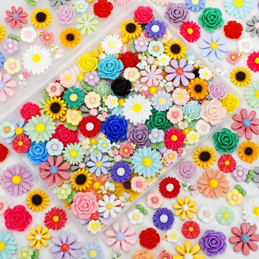 120pcs Mini Resin Flowers for Crafts, Cute Small Tiny Flatback Resin Flower | by SUPREMEXMAS