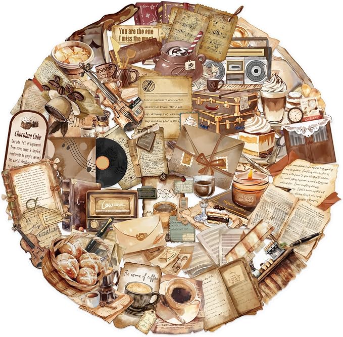 50 PCS Retro Coffee Shop Stickers - Image 7