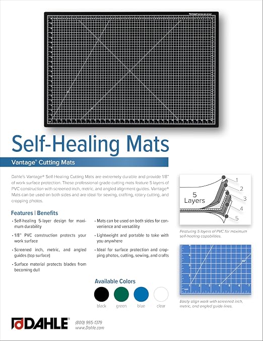 Dahle Vantage 10684 See-Through Premium Self-Healing Cutting Mat, 1/2" Grid - Image 5