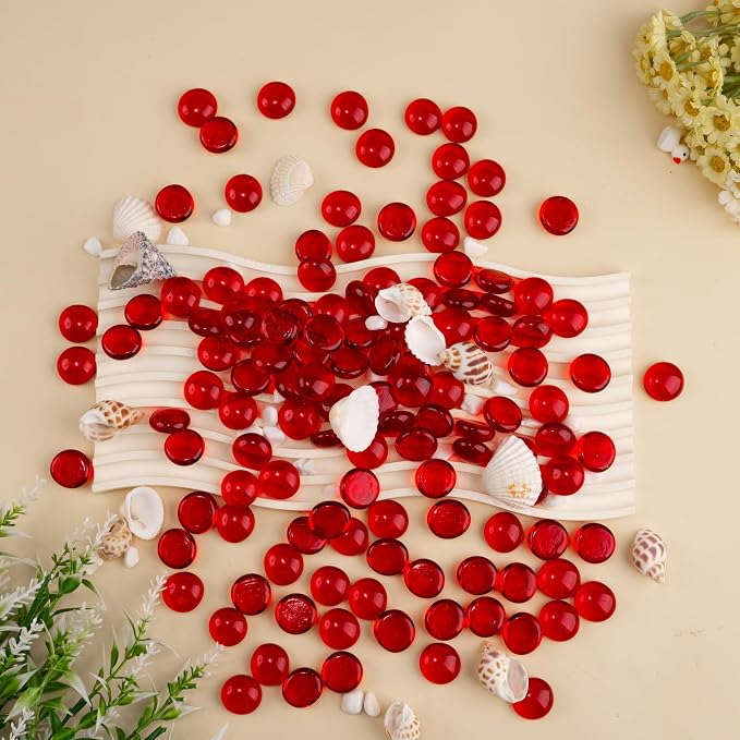 1LB Red Glass Marbles, Transparent and Smooth Flat Glass Beads - Image 6
