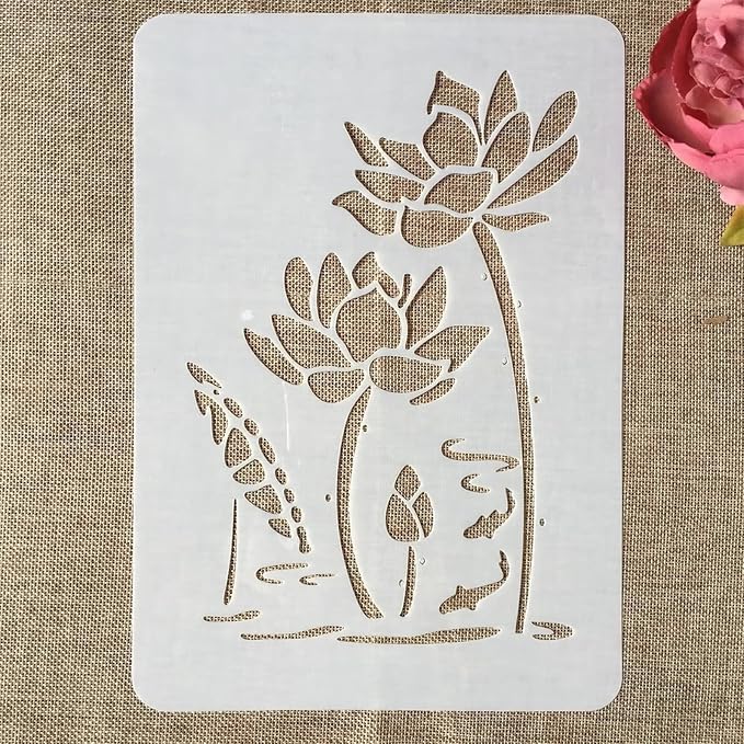 TIAMECH A4 Reusable Lotus Flower Stencil - Image 3