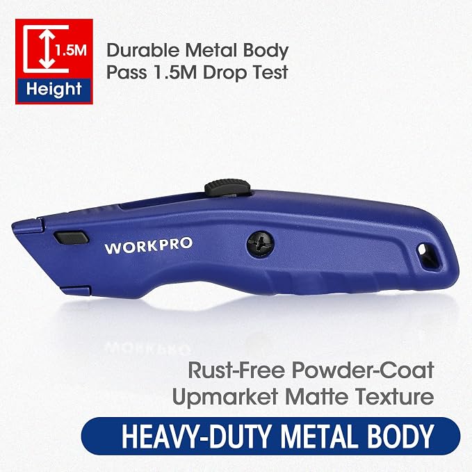 WORKPRO Premium Utility Knife, Retractable All Metal Heavy Duty Box Cutter - Image 3