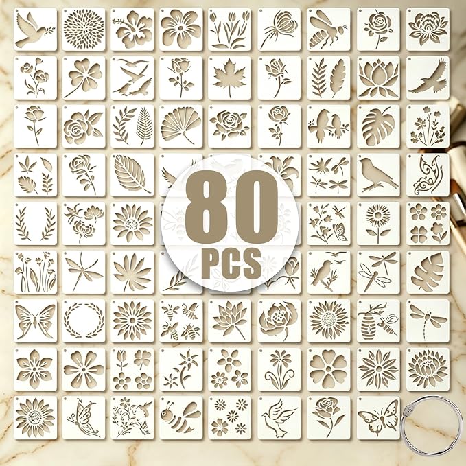 80 PCS Small Botanical Stencils by UpChoNice