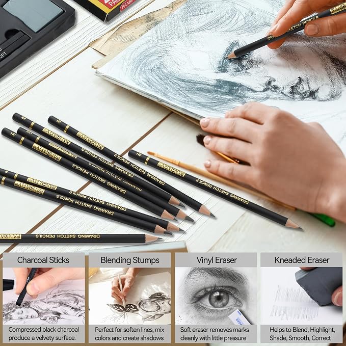 KALOUR 26-Piece Professional Sketch Pencil Set, 4H to 14B Graphite Pencils | - Image 4