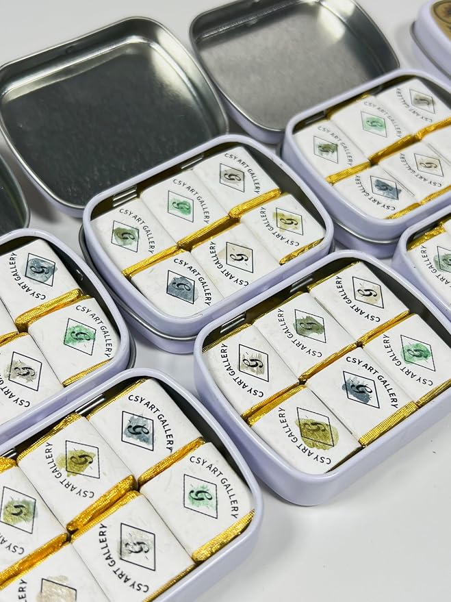 Handmade Metallic/Mica Watercolors Paint Set in Tin Case Sparkly, Glitter - Image 5