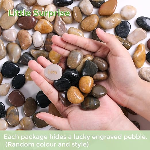 SIDONG 5 LB Mixed River Rocks, 0.4-1.2 Inches Highly Polished Pebbles - Image 2