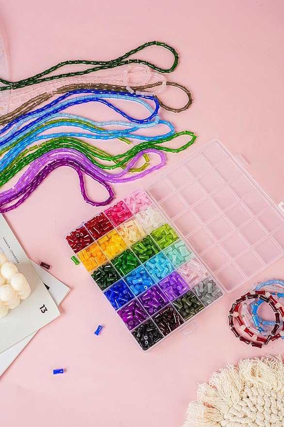 REVKI 1200pcs Glass Beads Bracelet Making Kit, 48 Colors Crystal Beads - Image 5