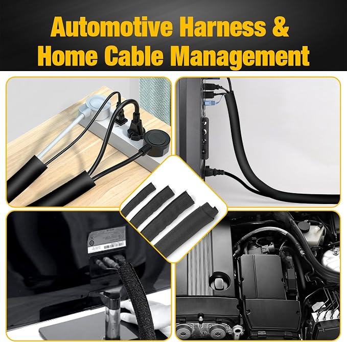 118 Inch Split Loom Flexible Conduit Cable Management, Braided Cord Protectors - Image 6