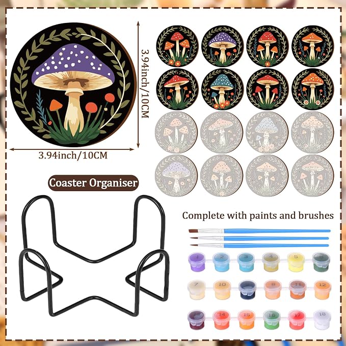 Reallnaive 8 Pcs Mushroom Paint by Numbers Kit - Image 3