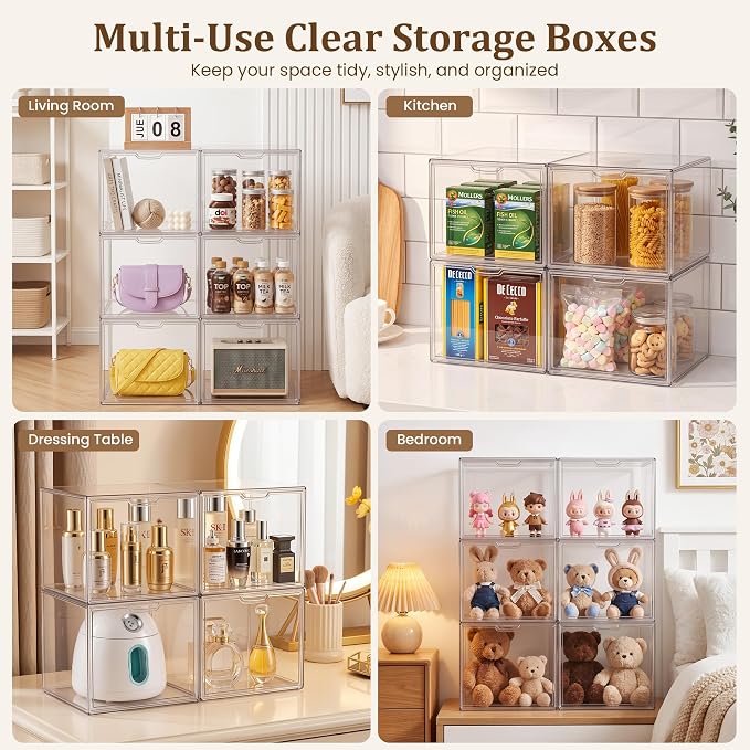 XX-Large Clear Acrylic Display Case, 3 Pack | Extra Large, Stackable Storage - Image 4
