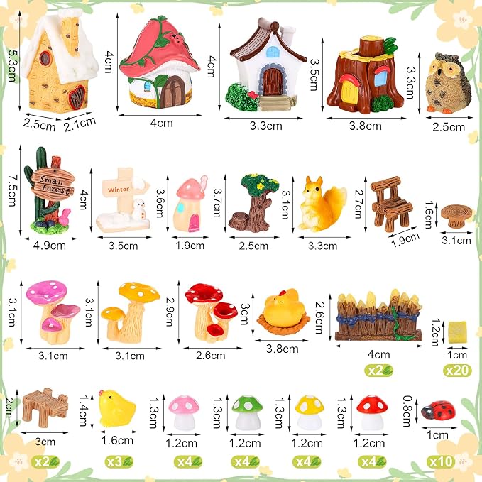 118 PCS Mini Fairy Garden Accessories Kit Miniature Garden Decorations Set Tiny - Image 2