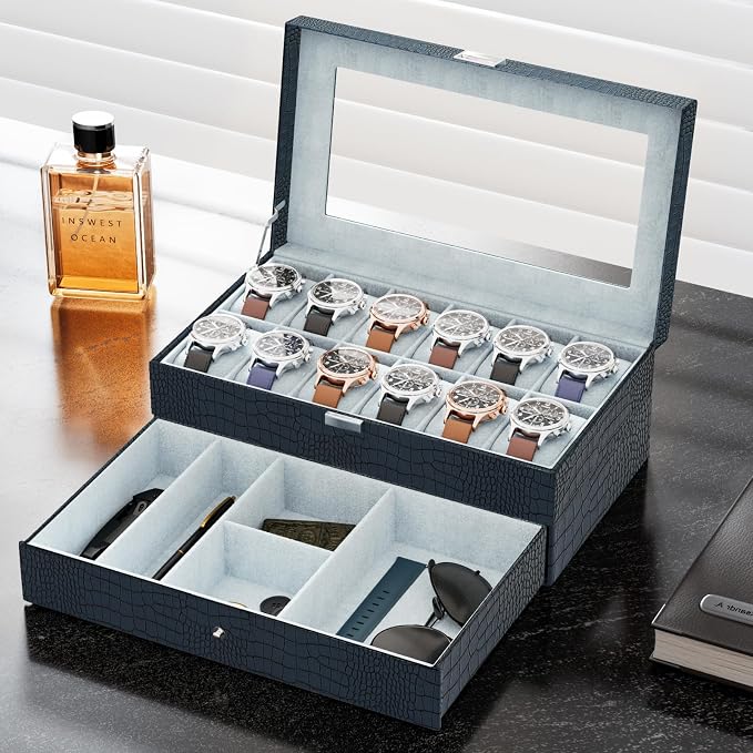 ProCase Watch Box, 12 Slot Mens Watch Case - Image 3