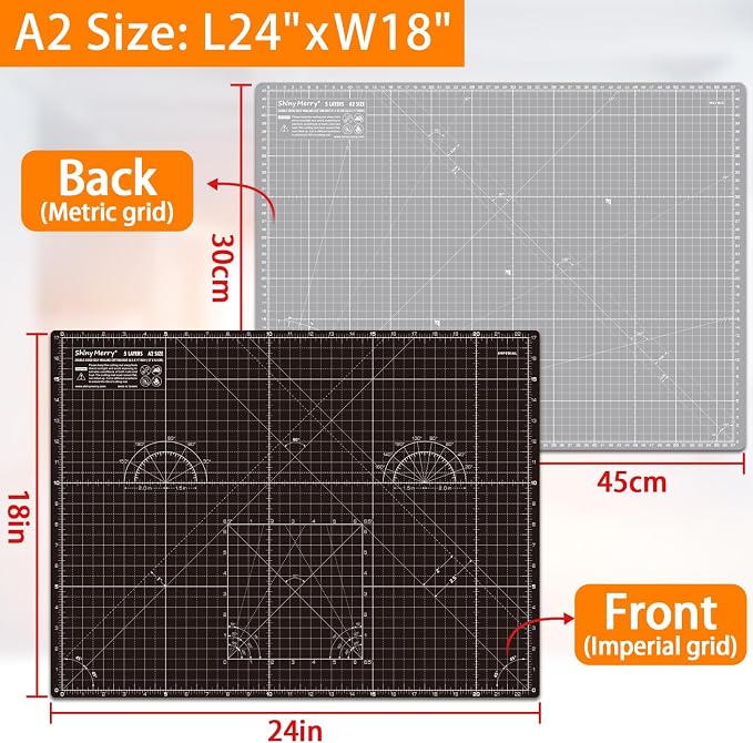 Self Healing Cutting Mat A2 18"x 24" Double Sided Black Mat - Image 2