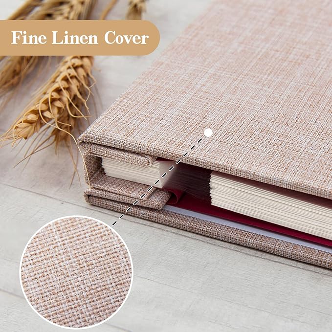 potricher Large Photo Album Self Adhesive 3x5 4x6 5x7 8x10 10x12 Pictures Linen - Image 5