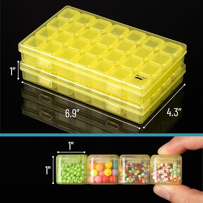 Mr. Pen- Bead Storage Containers, 28 Grids, 2 Pack, Transparent Yellow | 160 - Image 3