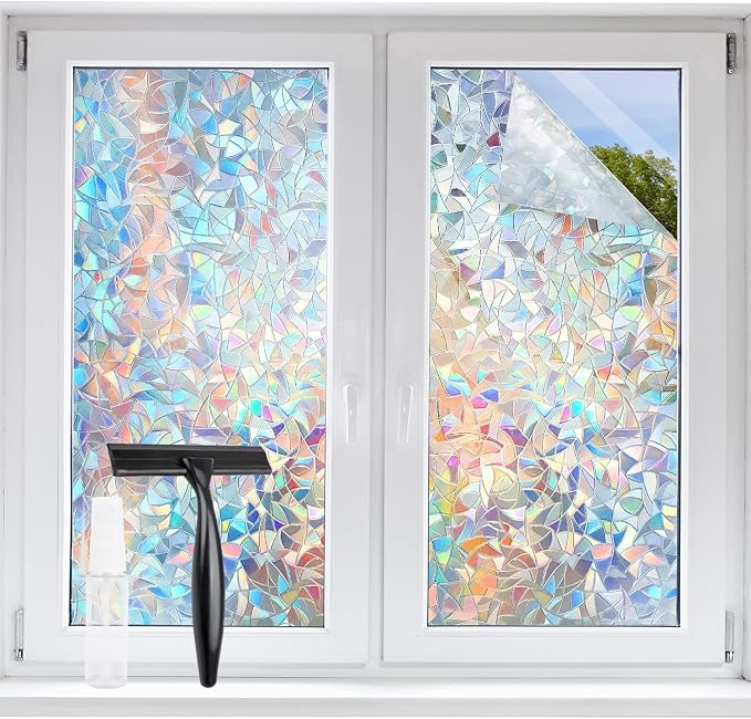 STATINT Stained Glass Window Privacy Film, UV Blocking Window Clings, Rainbow by STATINTWINDOWFILMS
