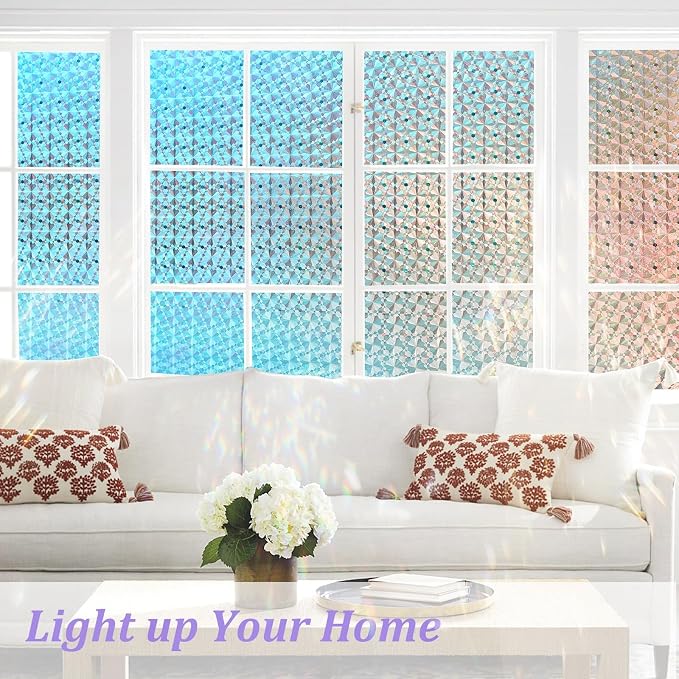 Windimiley Stained Glass Window Privacy Film, Rainbow Clings, 23.6" x 78.7" | - Image 6
