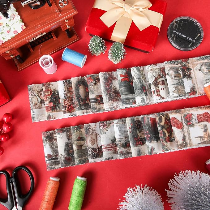Hosuly 40 Pcs Vintage Christmas Fabric Jelly Santa Claus Snowman Nutcracker - Image 7