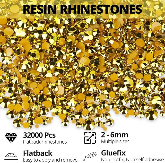 32000Pcs Metallic Gold Rhinestones - Image 2